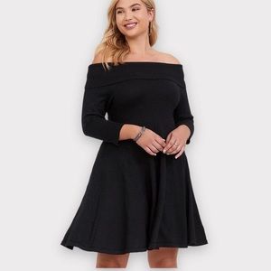 TORRID BLACK SHIMMER OFF THE SHOULDER SWEATER DRESS NEW WITH TAGS size 1X